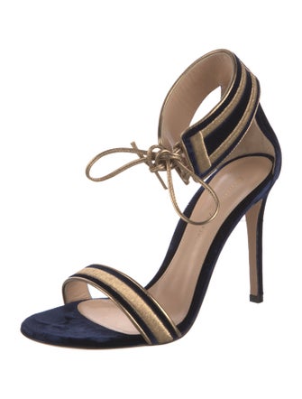 Gianvito Rossi Velvet Striped Sandals