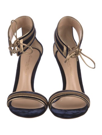 Gianvito Rossi Velvet Striped Sandals