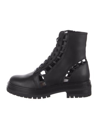 Gianvito Rossi Leather Cutout Accent Combat Boots
