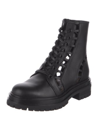 Gianvito Rossi Leather Cutout Accent Combat Boots