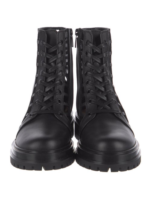 Gianvito Rossi Leather Cutout Accent Combat Boots
