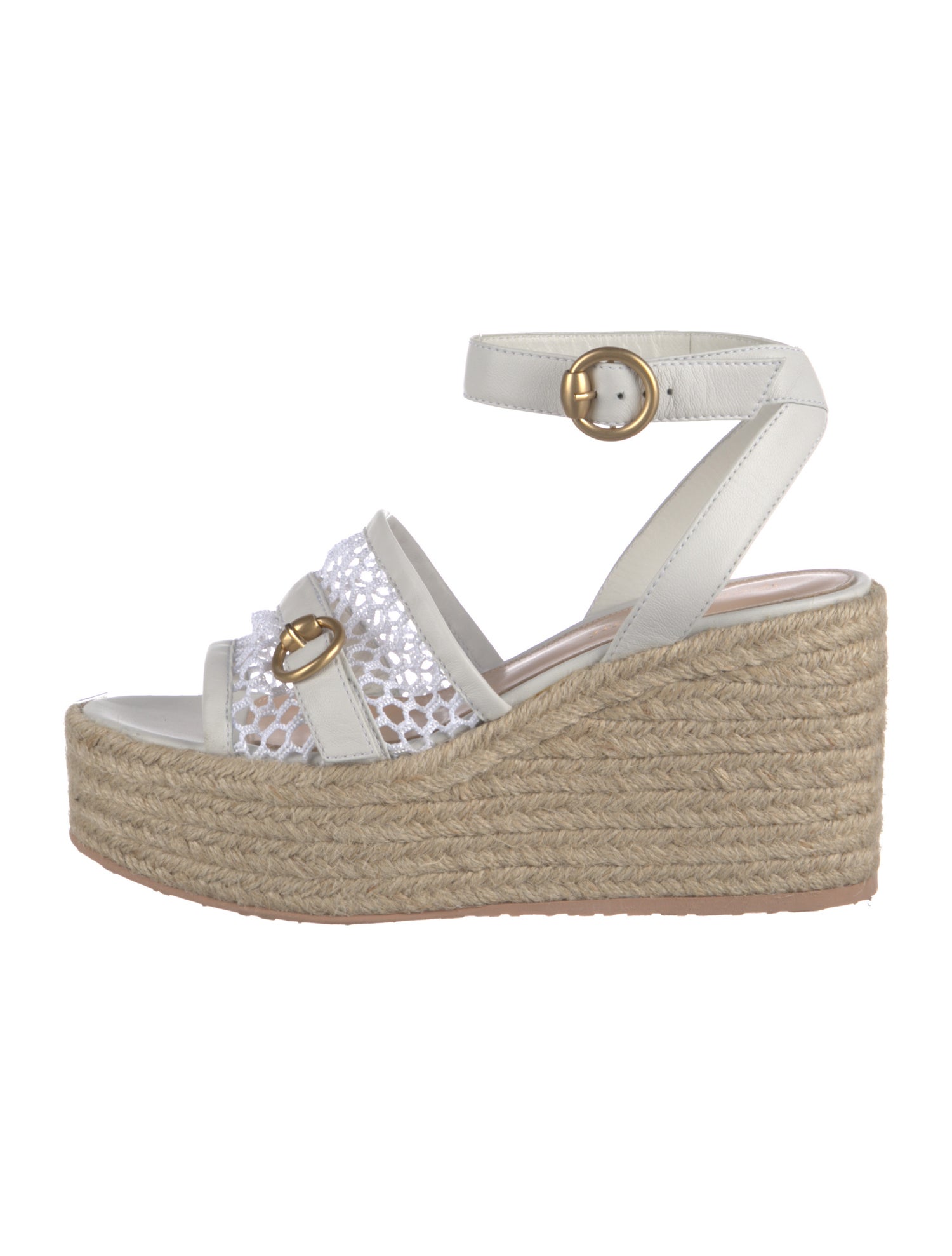 Gianvito Rossi Leather Mesh Accents Espadrilles