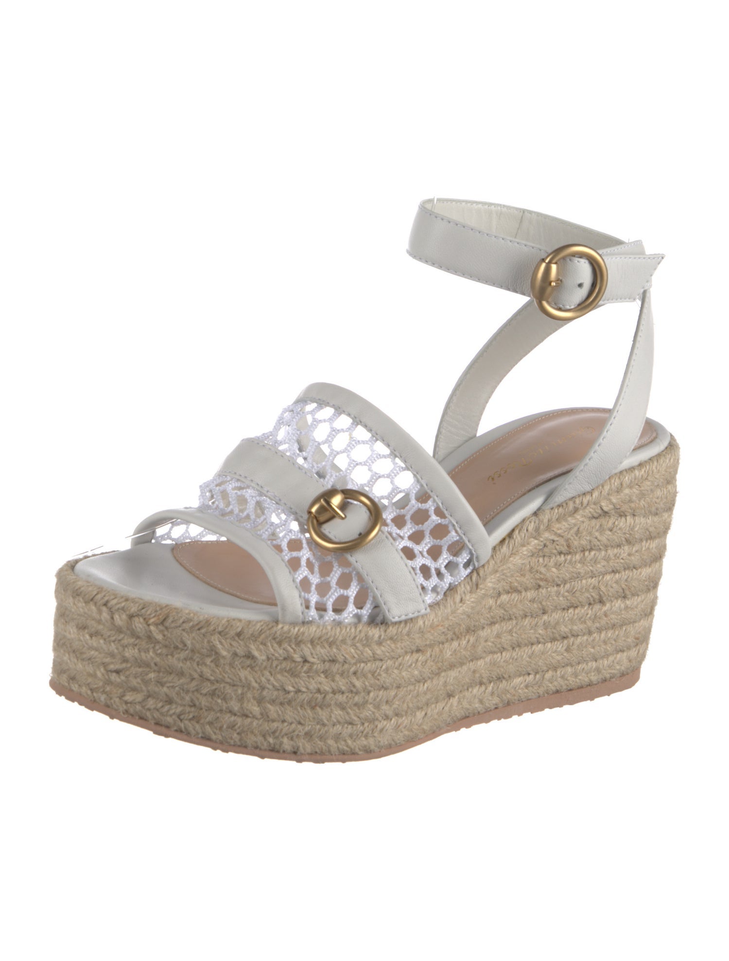 Gianvito Rossi Leather Mesh Accents Espadrilles