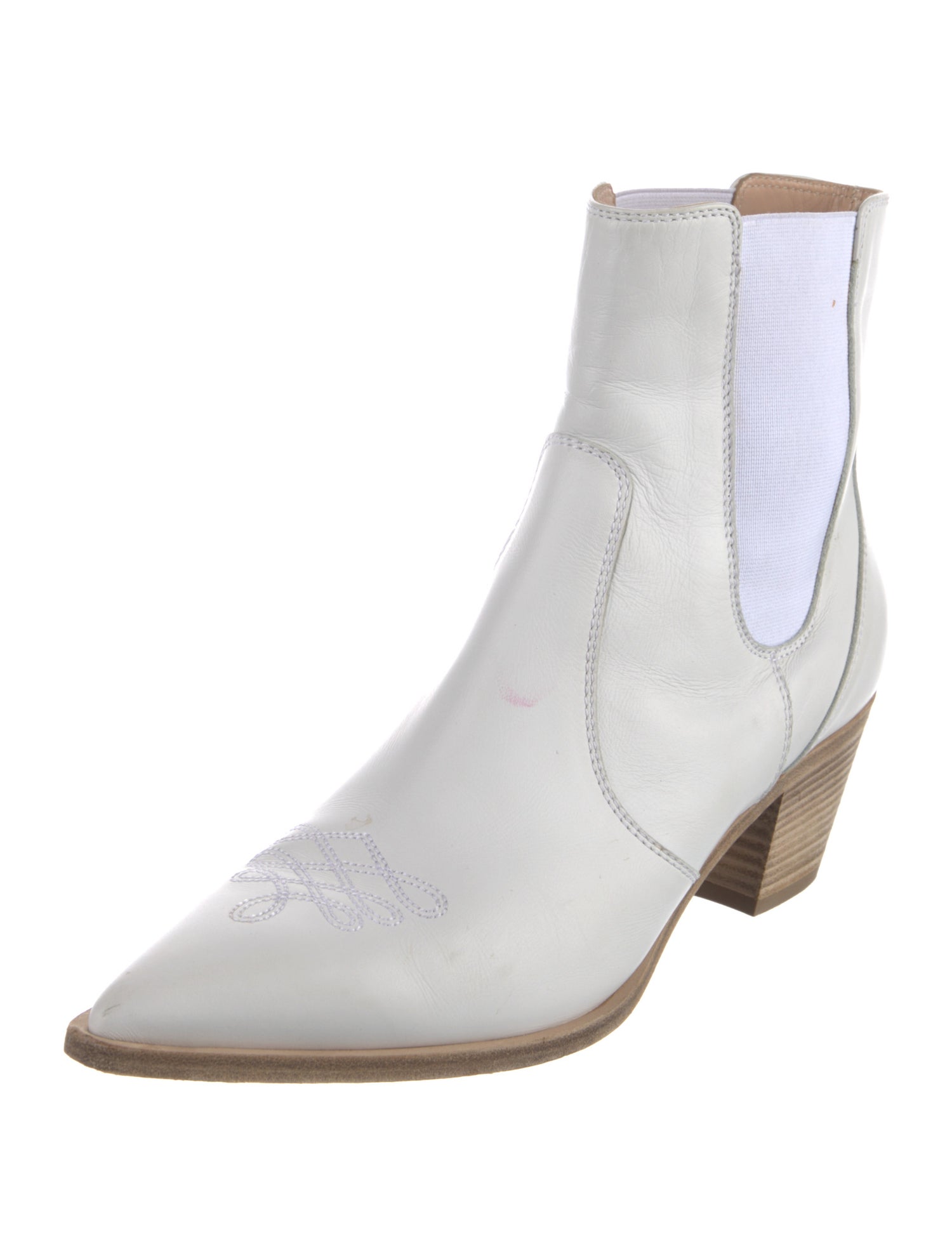 Gianvito Rossi Leather Embroidered Accent Chelsea Boots