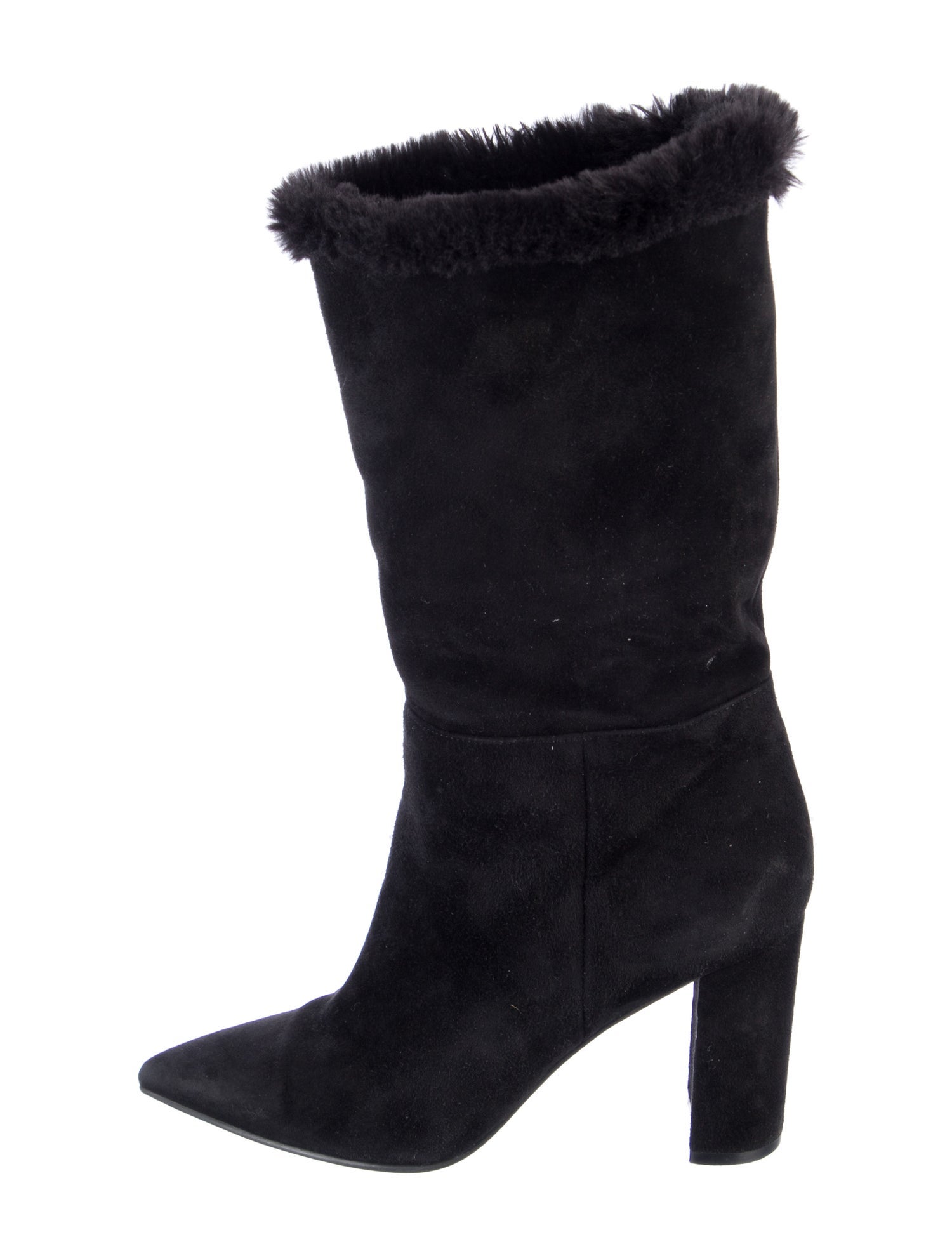 Gianvito Rossi Suede Fur Trim Boots