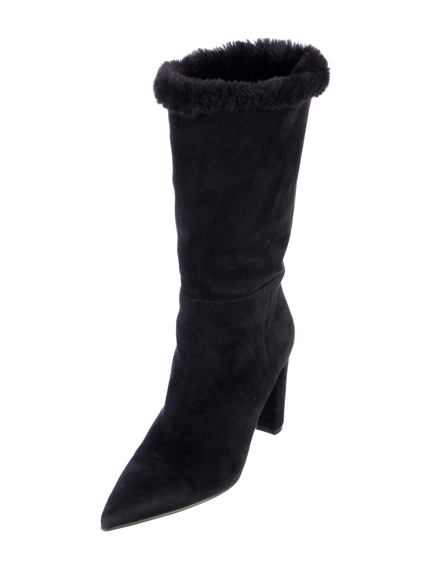Gianvito Rossi Suede Fur Trim Boots
