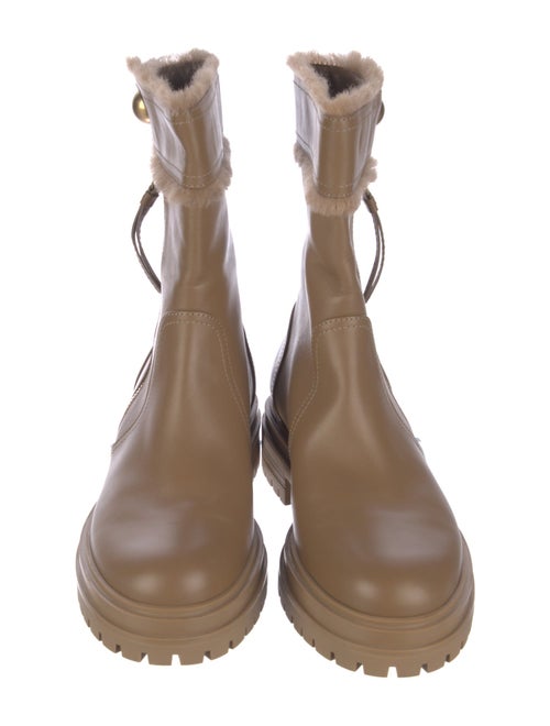Gianvito Rossi Leather Fur Trim Moto Boots