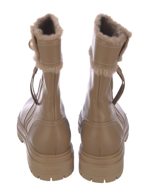 Gianvito Rossi Leather Fur Trim Moto Boots
