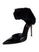 Gianvito Rossi Patent Leather Fur Trim Mules