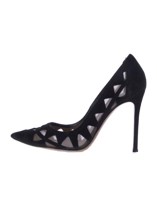 Gianvito Rossi Suede Mesh Accents Pumps
