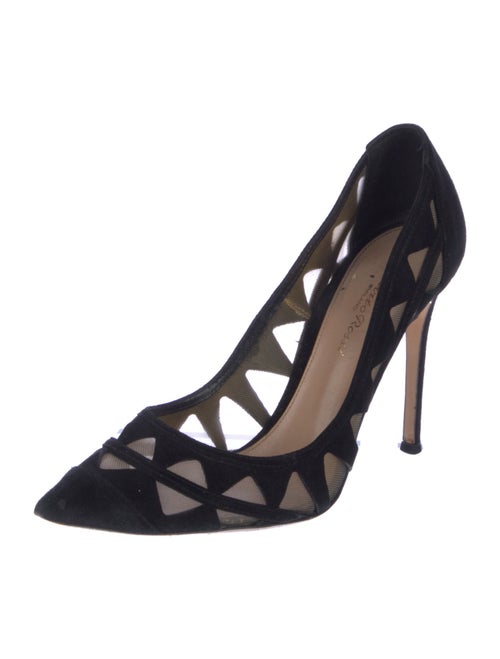 Gianvito Rossi Suede Mesh Accents Pumps