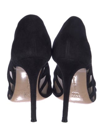 Gianvito Rossi Suede Mesh Accents Pumps