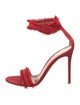 Gianvito Rossi Satin Fringe Trim Accent Sandals