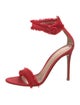 Gianvito Rossi Satin Fringe Trim Accent Sandals