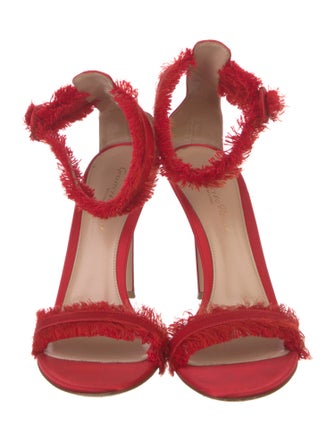 Gianvito Rossi Satin Fringe Trim Accent Sandals