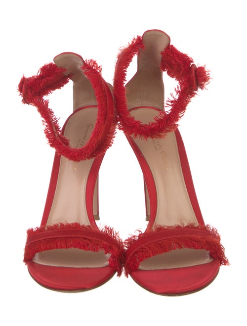 Gianvito Rossi Satin Fringe Trim Accent Sandals
