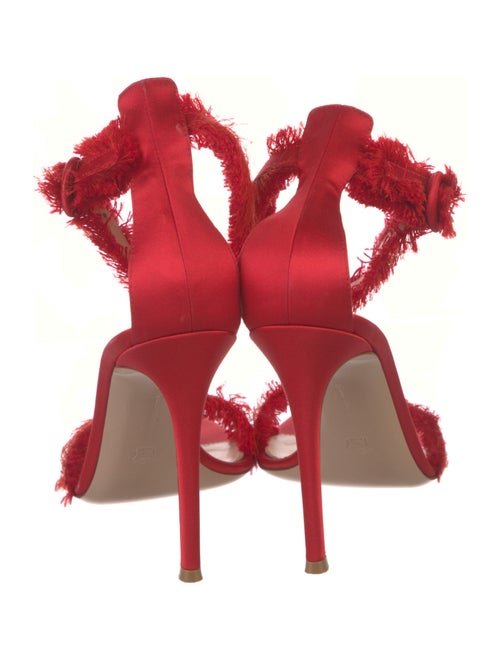 Gianvito Rossi Satin Fringe Trim Accent Sandals