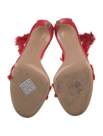 Gianvito Rossi Satin Fringe Trim Accent Sandals