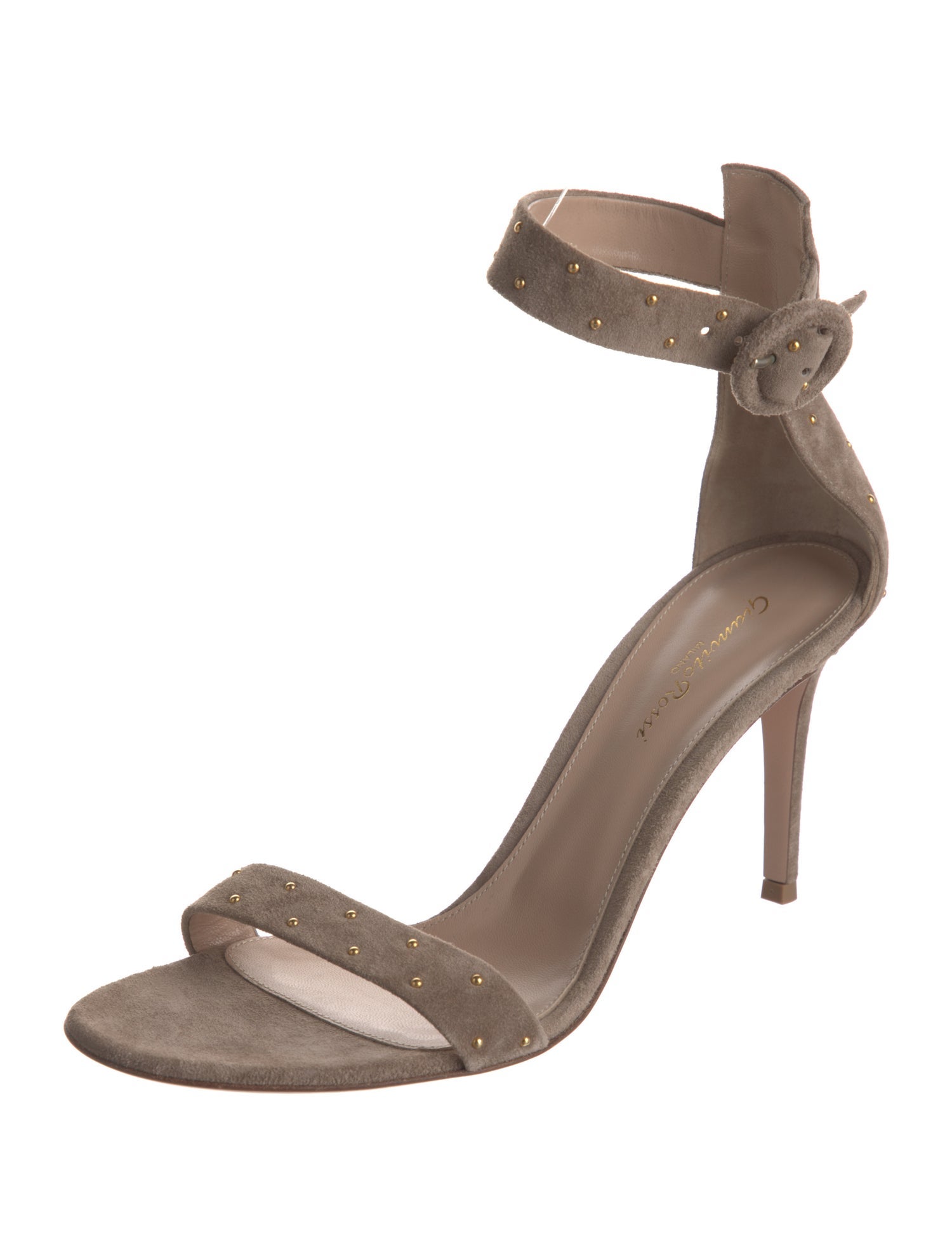 Gianvito Rossi Suede Studded Accents Sandals