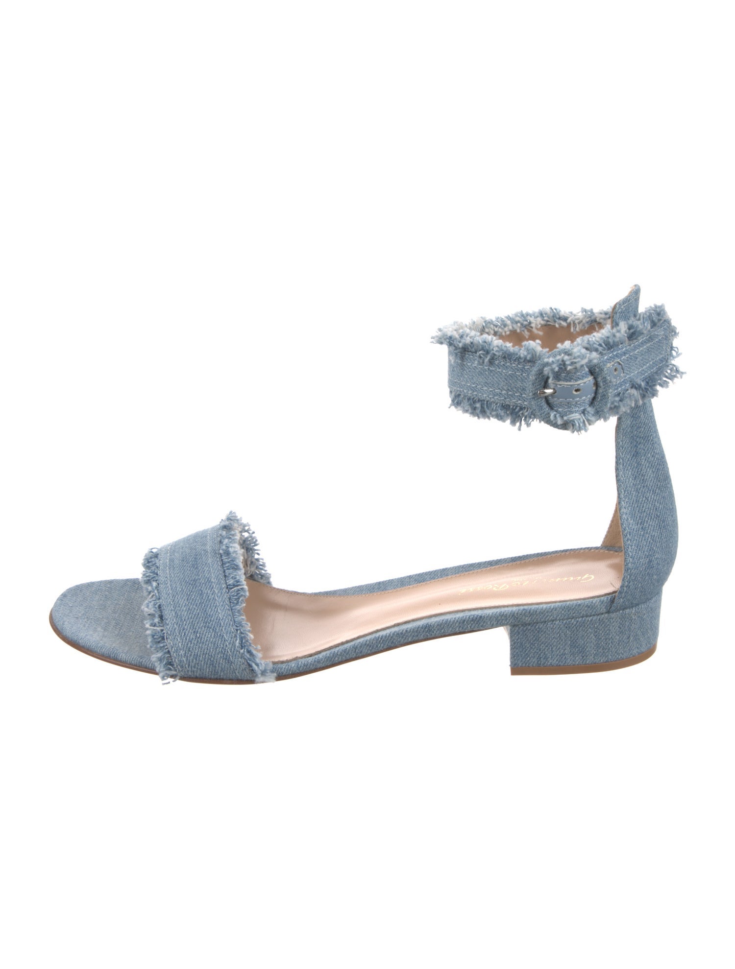 Gianvito Rossi Denim Raw-Edge Trim Sandals