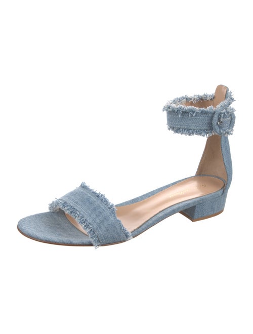 Gianvito Rossi Denim Raw-Edge Trim Sandals