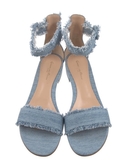 Gianvito Rossi Denim Raw-Edge Trim Sandals