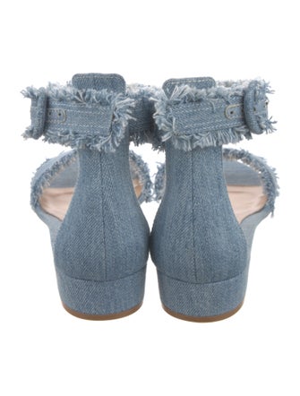 Gianvito Rossi Denim Raw-Edge Trim Sandals