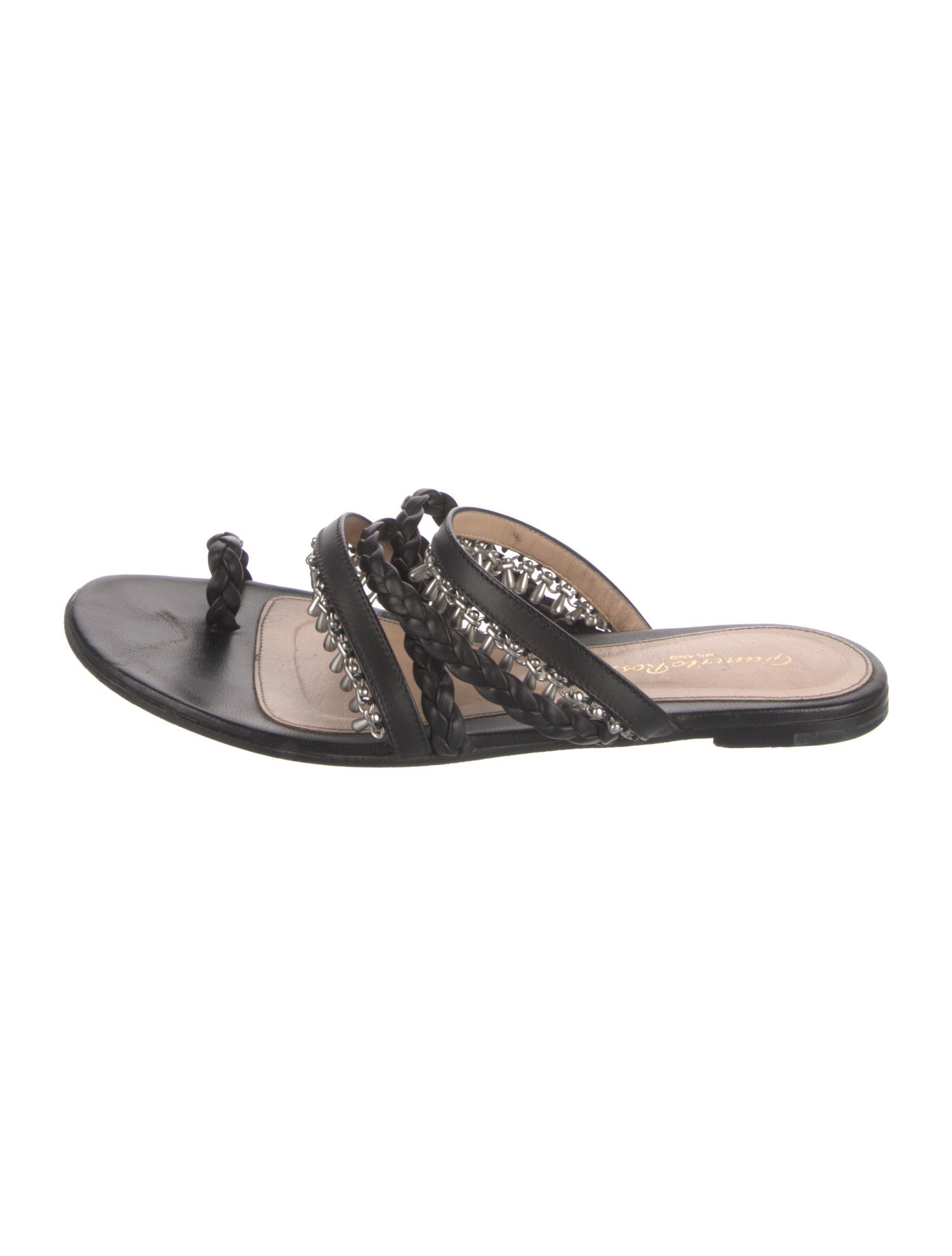 Gianvito Rossi Leather Braided Accents Slides