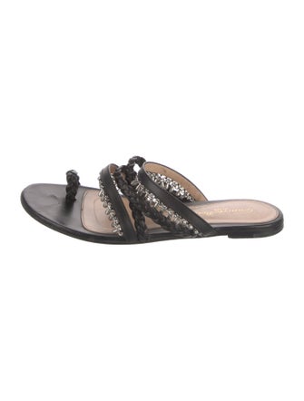 Gianvito Rossi Leather Braided Accents Slides
