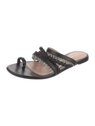 Gianvito Rossi Leather Braided Accents Slides