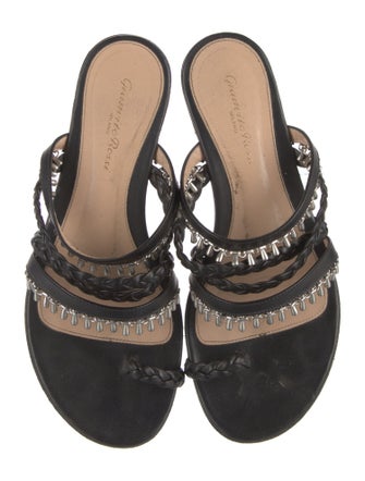 Gianvito Rossi Leather Braided Accents Slides
