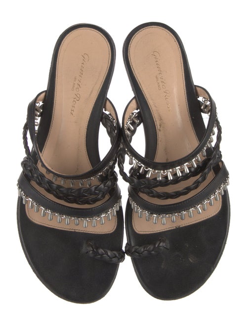 Gianvito Rossi Leather Braided Accents Slides