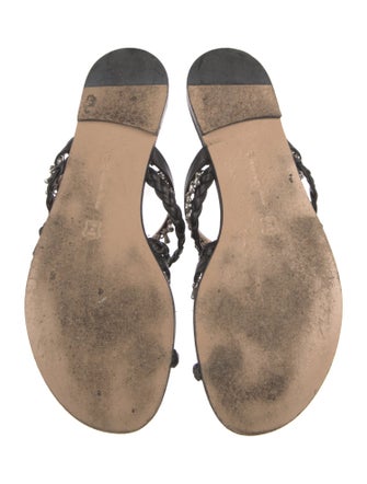 Gianvito Rossi Leather Braided Accents Slides