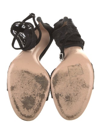 Gianvito Rossi Suede Lace Trim Embellishment Sandals
