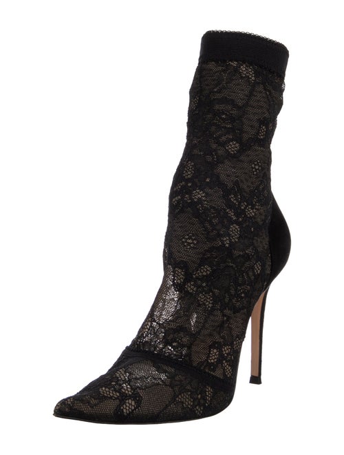 Gianvito Rossi Lace Mesh Accents Sock Boots