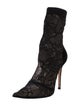 Gianvito Rossi Lace Mesh Accents Sock Boots