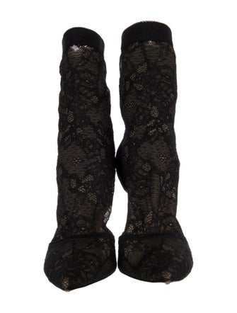 Gianvito Rossi Lace Mesh Accents Sock Boots