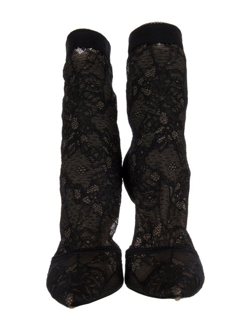 Gianvito Rossi Lace Mesh Accents Sock Boots