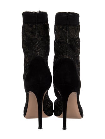 Gianvito Rossi Lace Mesh Accents Sock Boots