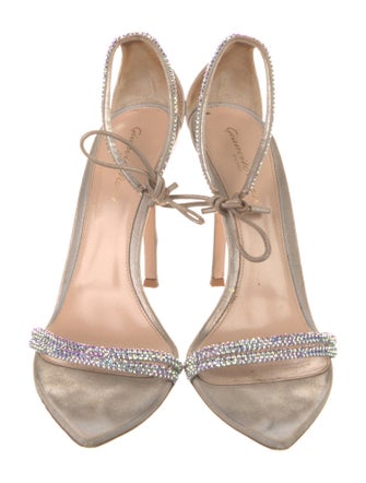 Gianvito Rossi Leather Crystal Embellishments Sandals