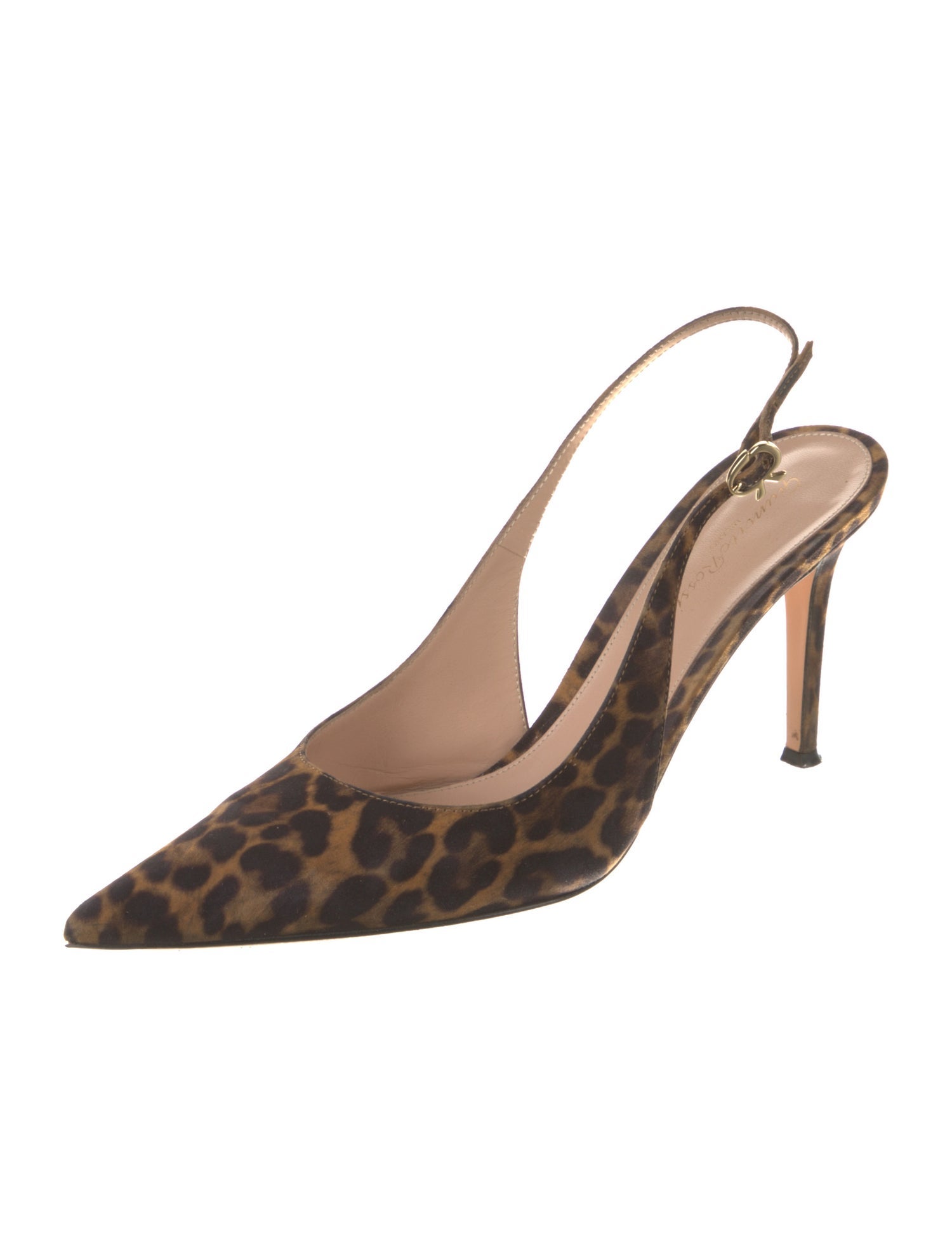 Gianvito Rossi Suede Animal Print Slingback Pumps