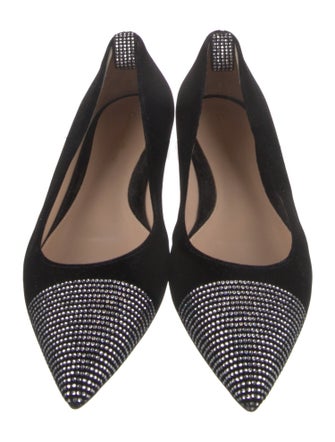 Gianvito Rossi Velvet Crystal Embellishments Ballet Flats