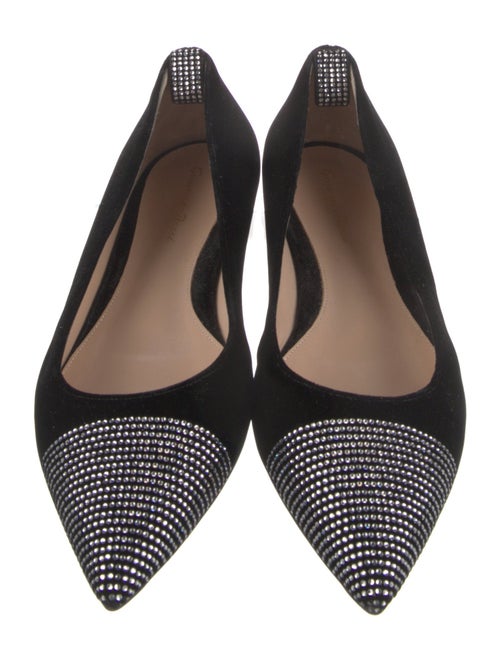 Gianvito Rossi Velvet Crystal Embellishments Ballet Flats