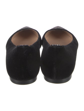 Gianvito Rossi Velvet Crystal Embellishments Ballet Flats