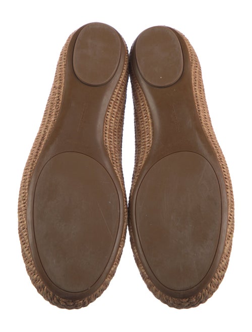 Gianvito Rossi Raffia Leather Trim Embellishment Mary Jane Flats