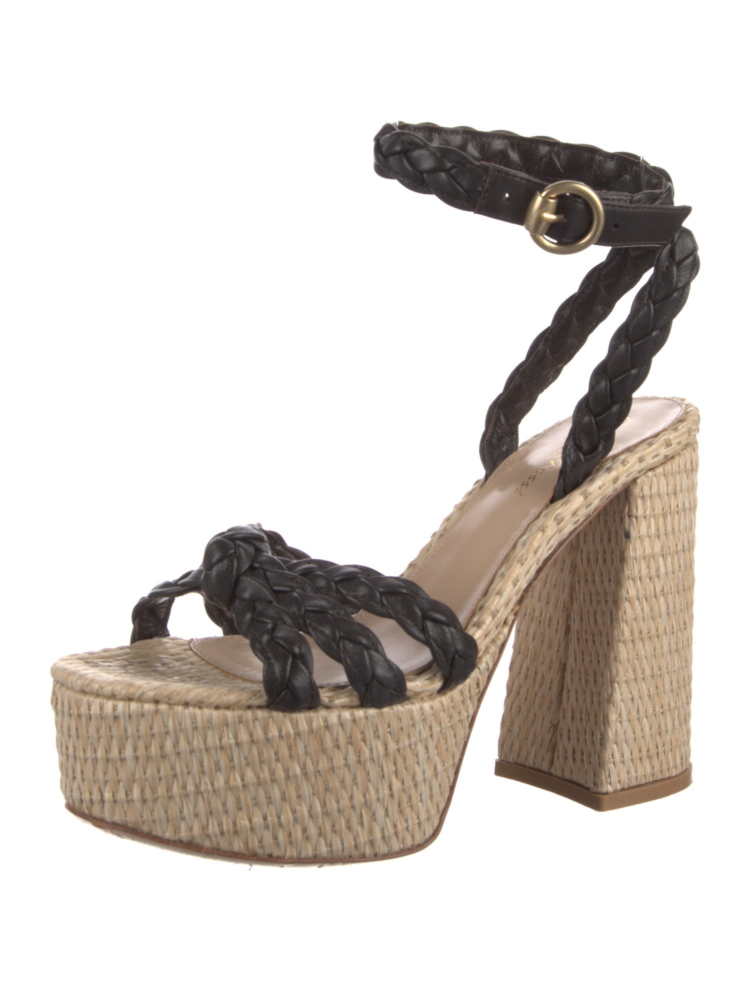Gianvito Rossi Leather Braided Accents Espadrilles