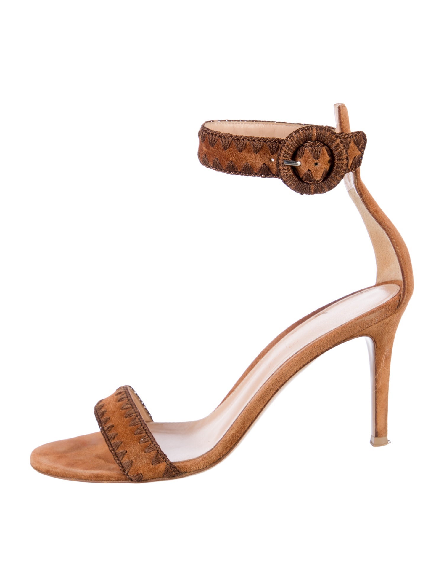 Gianvito Rossi Suede Whipstitch Trim Sandals