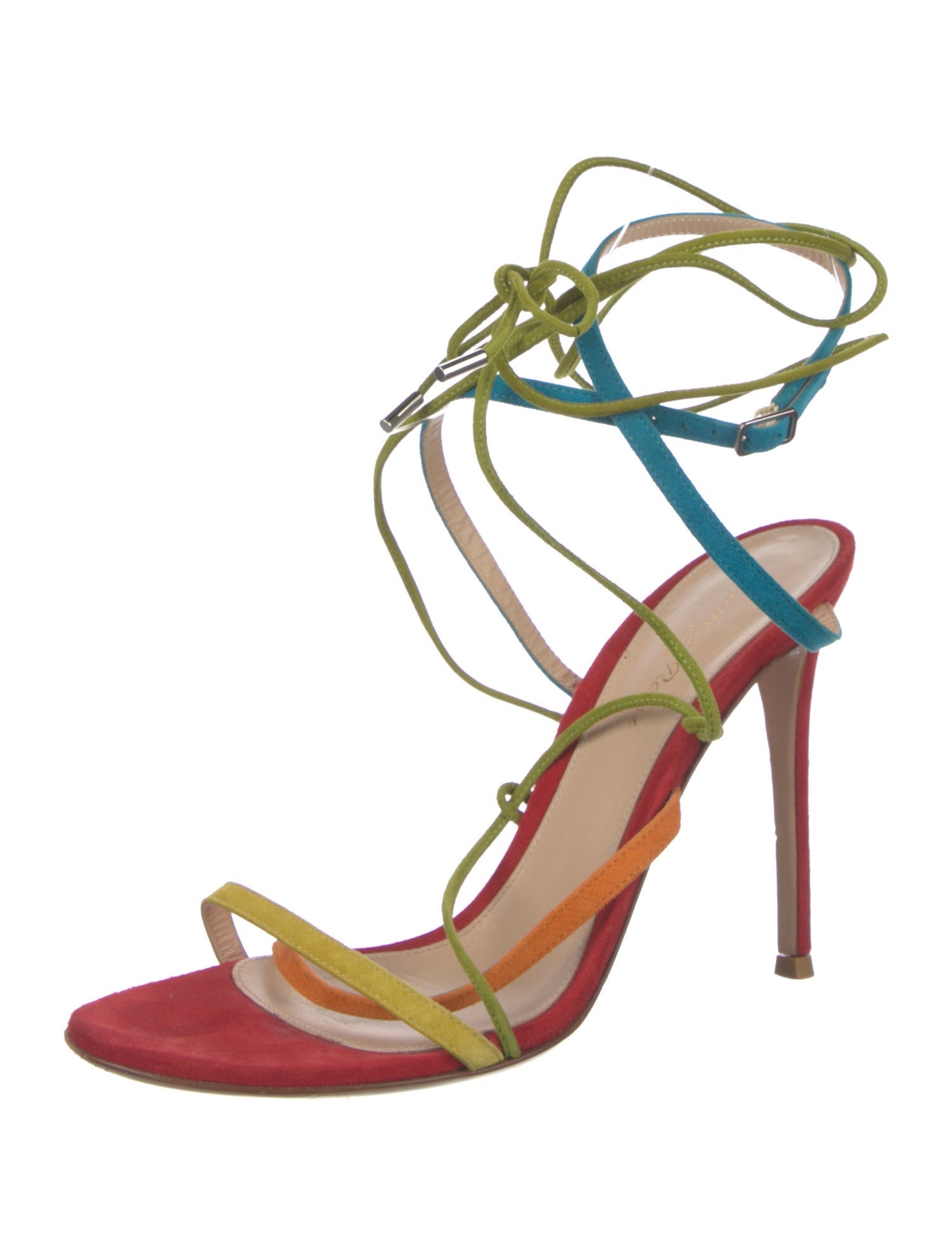 Gianvito Rossi Suede Colorblock Pattern Sandals