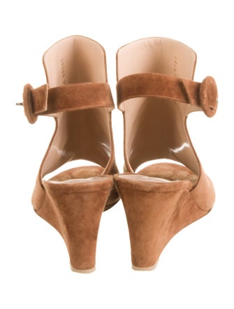 Gianvito Rossi Suede Leather Trim Embellishment Slingback Sandals