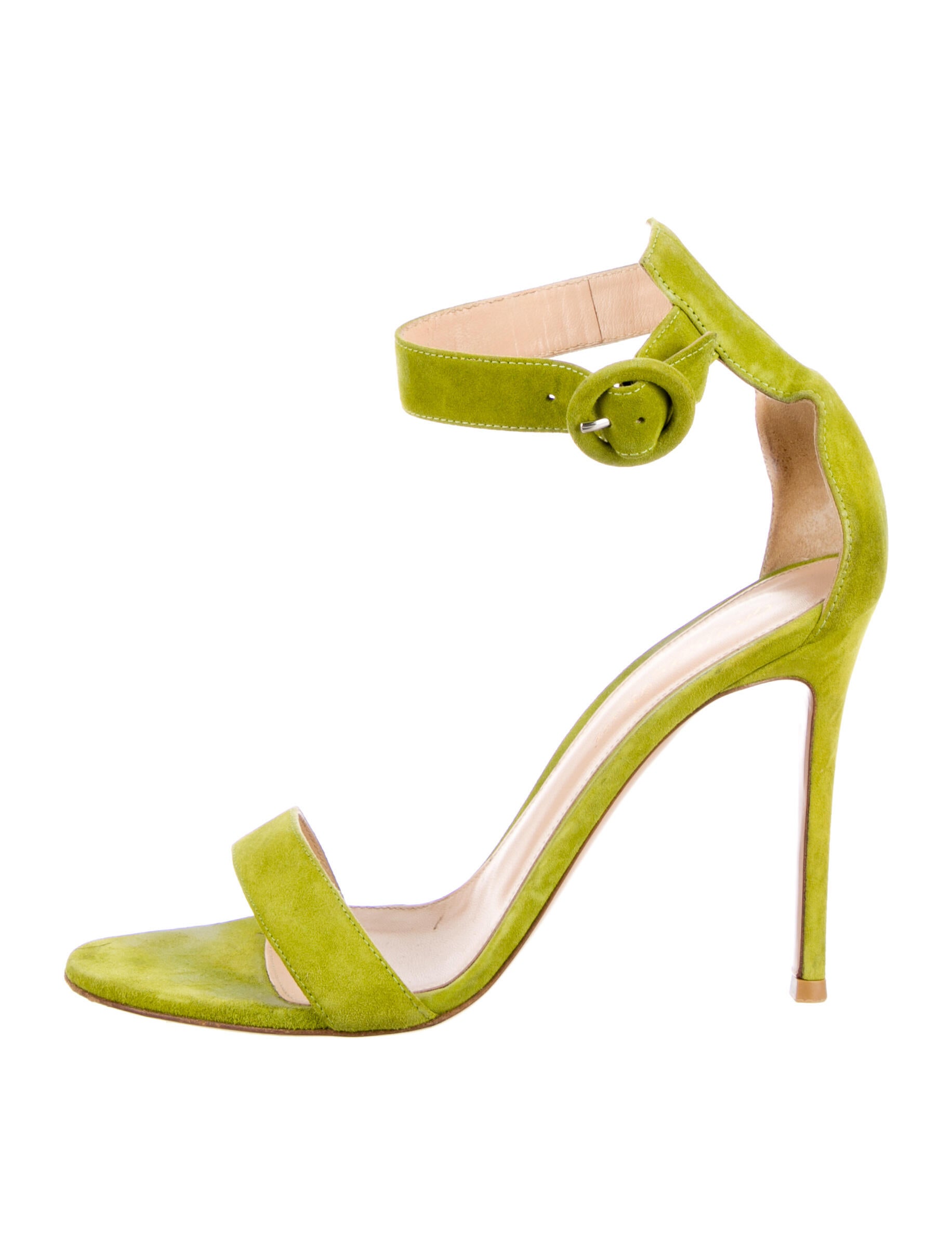 Gianvito Rossi Suede Leather Trim Embellishment Slingback Sandals